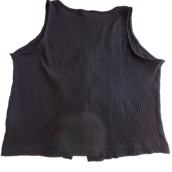 Black Ribbed Button-Front Tank Top By A New Day XLRibbed texture for added style - Picture 2 of 8